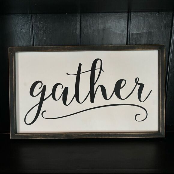 Large GATHER  Rustic Wooden Sign - Picture 1 of 4